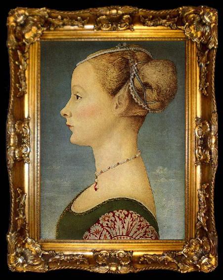 framed  Pollaiuolo, Piero Portrat eines Madchens, ta009-2