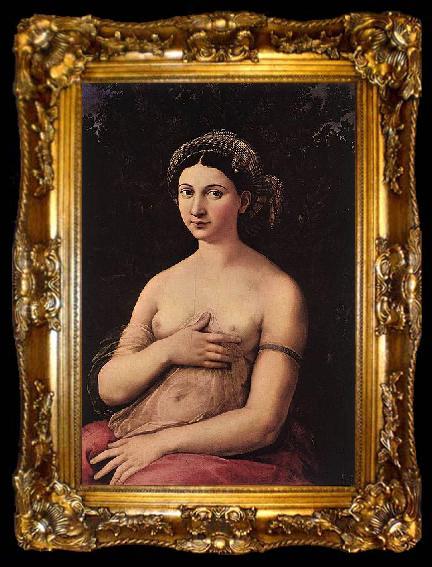 framed  RAFFAELLO Sanzio La fornarina or Portrait of a young woman, ta009-2