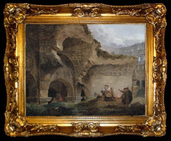 framed  ROBERT, Hubert Washerwomen in the Ruins of the Colosseum, ta009-2