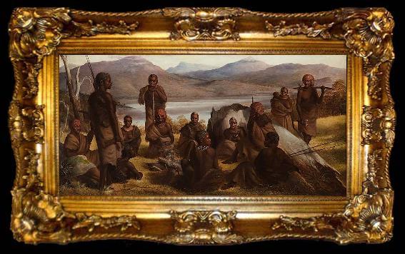 framed  Robert Dowling Group of Natives of Tasmania, ta009-2
