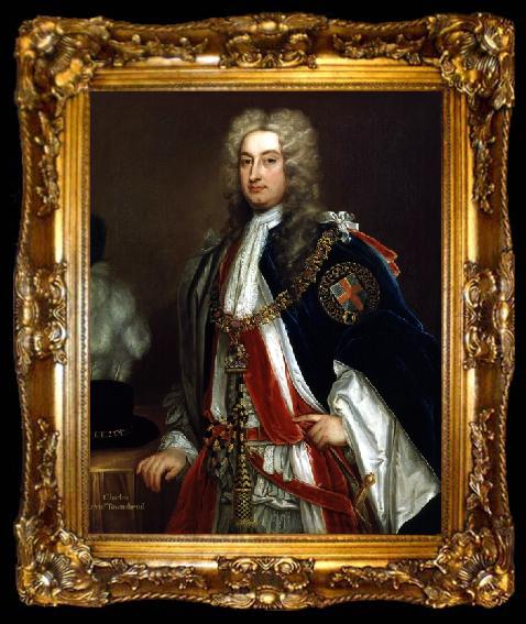 framed  Sir Godfrey Kneller Portrait of Charles Townshend, ta009-2