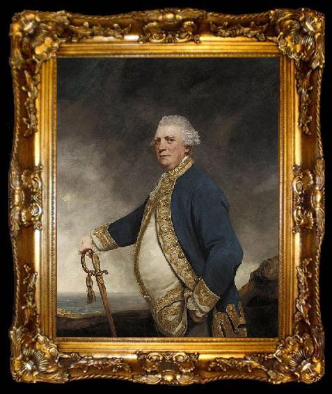 framed  Sir Joshua Reynolds Portrait of Admiral Augustus Keppel, ta009-2