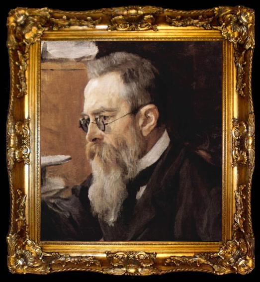 framed  Valentin Serov Crop of portrait of the composer Nikolai Andreyevich Rimsky-Korsakov, ta009-2
