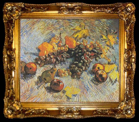 framed  Vincent Van Gogh Still Life with Grapes, apples, lemons and pear, ta009-2