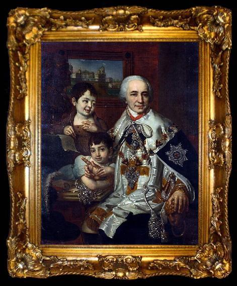 framed  Vladimir Lukich Borovikovsky Portrait of count G.G. Kushelev with children, ta009-2