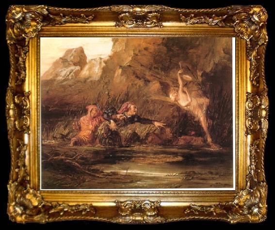 framed  William Bell Scott Ariel and Caliban by William Bell Scott, ta009-2