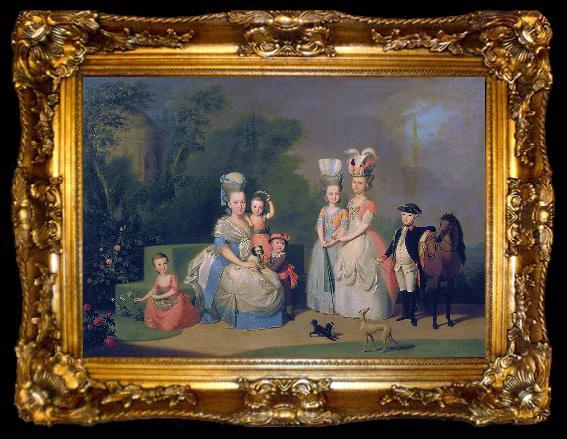 framed  unknow artist Portrait of Carolina Wilhelmina of Orange (1743-1787) and her children., ta009-2