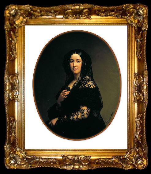 framed  unknow artist Portrait de la Comtesse Adolphe de Rouge nee Marie de Saint-Georges de Verac, ta009-2