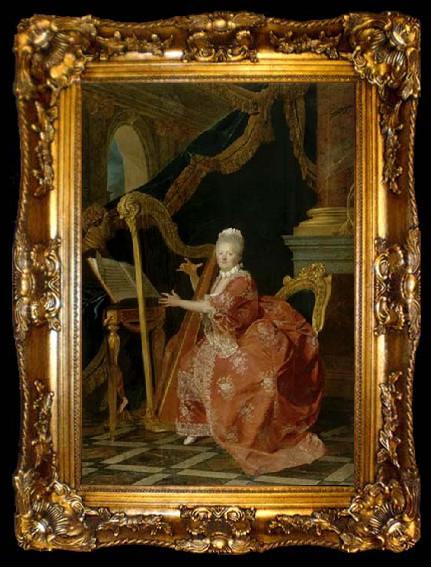framed  unknow artist Victoire de France playing her harp, ta009-2