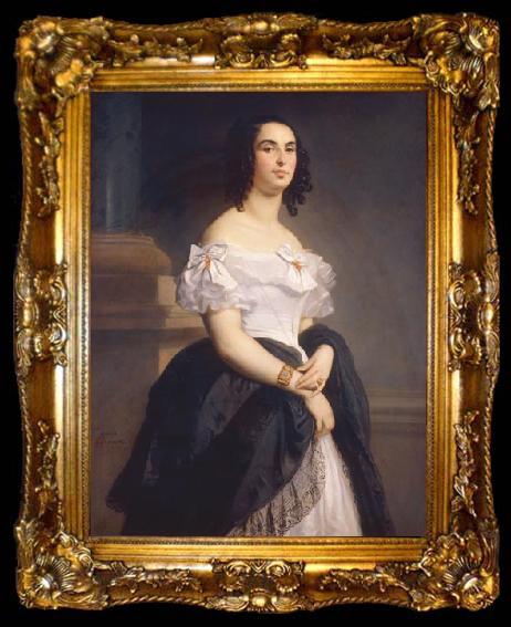 framed  unknow artist Portrait of Adele Hugo (1803-1868), ta009-2