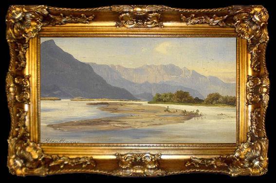 framed  unknow artist Wilder Kaiser und Kranzhorn am Inn (Painting in oil), ta009-2