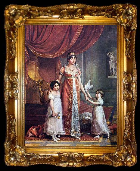 framed  unknow artist Portrat der Konigin Julia Bonaparte mit ihren Tochtern, ta009-2