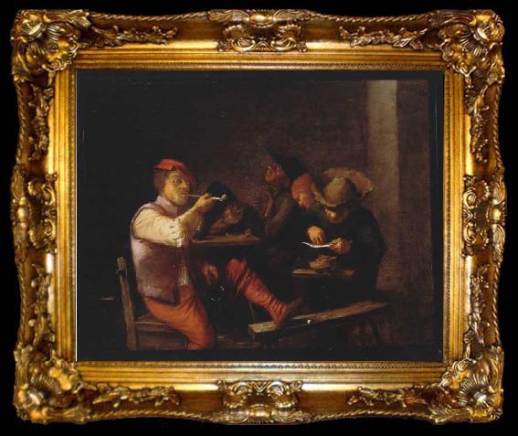framed  Adriaen Brouwer Smokers in an Inn., ta009-2
