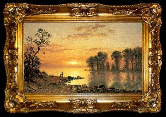 framed  Albert Bierstadt Deer and River, ta009-2