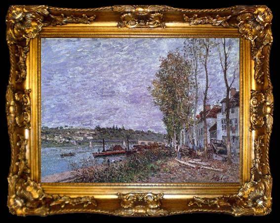 framed  Alfred Sisley Overcast Day at Saint-Mammes, ta009-2