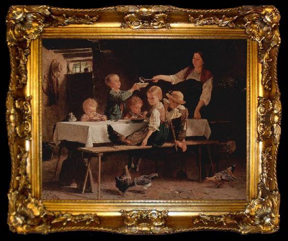 framed  Benjamin Vautier Kinder beim Mittagessen, ta009-2