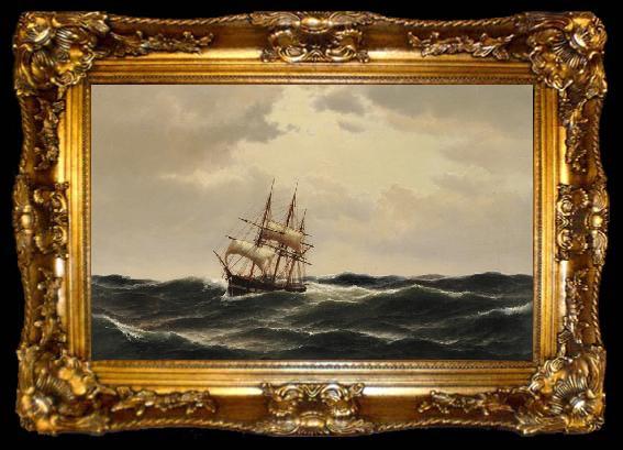 framed  Carl Bille A ship in stormy waters, ta009-2