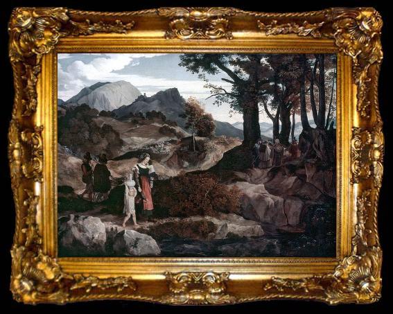 framed  Carl Philipp Fohr Gebirgslandschaft bei Subiaco mit Hirten, ta009-2