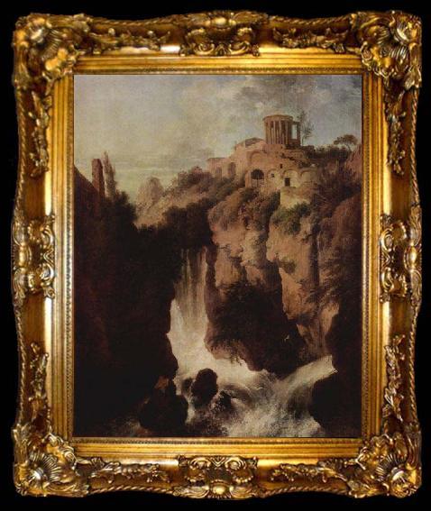 framed  Christian Wilhelm Ernst Dietrich Wasserfalle in Tivoli., ta009-2