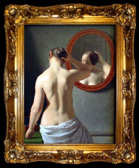 framed  Christoffer Wilhelm Eckersberg Woman Standing in Front of a Mirror, ta009-2