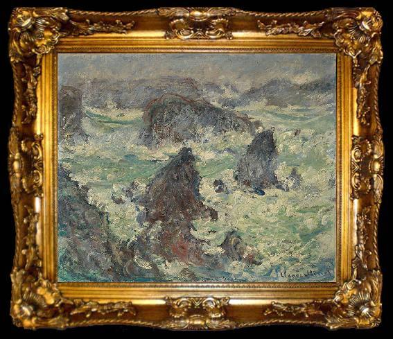 framed  Claude Monet Tempete sur les Cotes de Belle, ta009-2