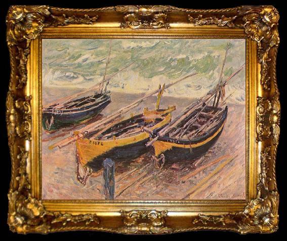 framed  Claude Monet Three Fishing Boats, ta009-2