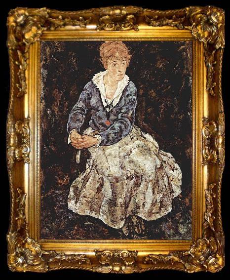 framed  Egon Schiele Portrat der Edith Schiele, sitzend, ta009-2