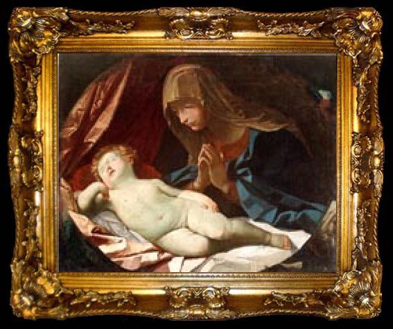 framed  Elisabetta Sirani Virgin adoring the sleeping Baby Jesus, ta009-2