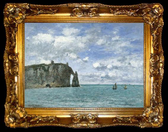 framed  Eugene Boudin The Cliff of Aval, ta009-2
