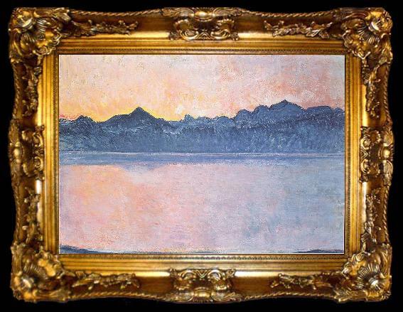 framed  Ferdinand Hodler Genfersee mit Mont-Blanc im Morgenlicht, ta009-2