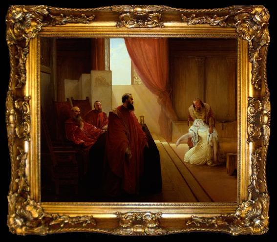 framed  Francesco Hayez Valenza Gradenigo before the Inquisition, ta009-2