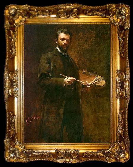 framed  Franciszek zmurko Self-portrait with a palette., ta009-2