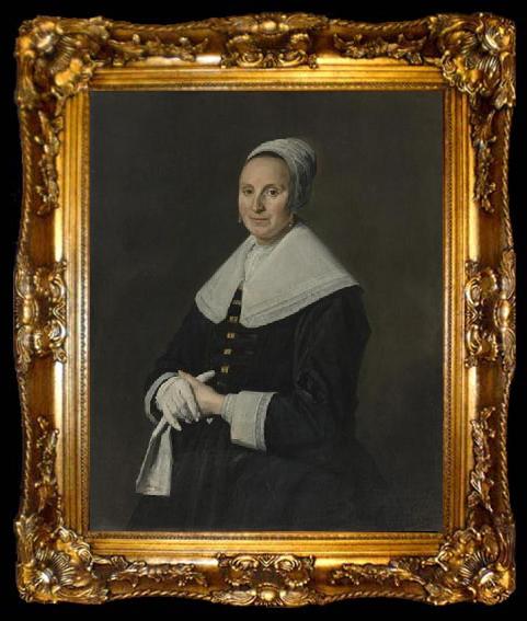 framed  Frans Hals Portrait of woman with gloves, ta009-2