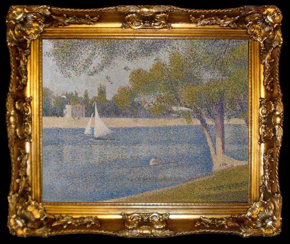 framed  Georges Seurat The river Seine at La Grande-Jatte, ta009-2