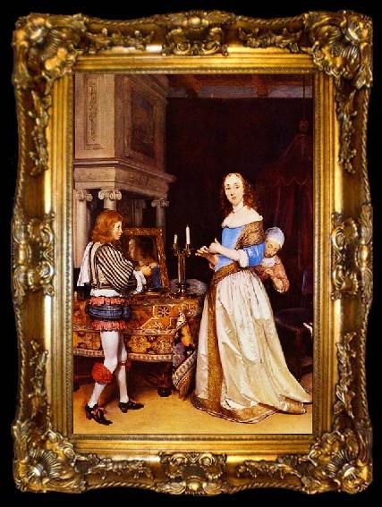 framed  Gerard ter Borch the Younger A Lady at her Toilet, ta009-2
