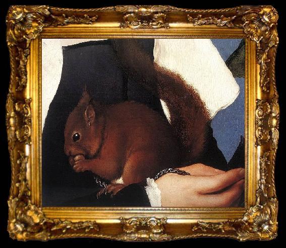 framed  Hans holbein the younger Portrait of a Lady with a Squirrel and a Starling, ta009-2