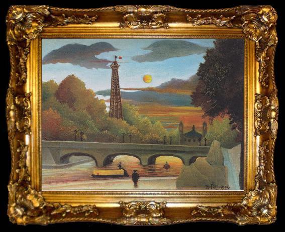 framed  Henri Rousseau Seine and Eiffel-tower in the sunset, ta009-2