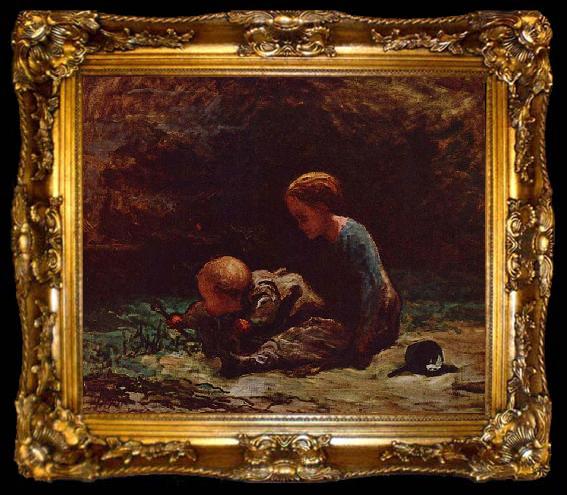 framed  Honore Daumier Madchen und Kind, ta009-2