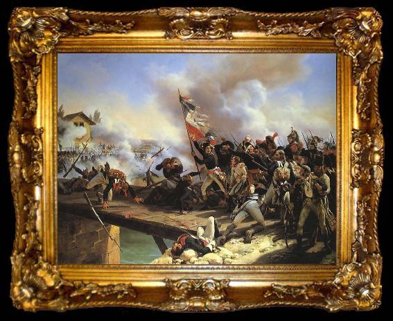 framed  Horace Vernet Napoleon Bonaparte leading his troops over the bridge of Arcole, ta009-2
