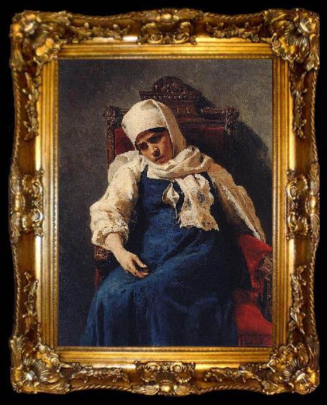 framed  Ilya Repin Portrait of actress Pelageya Antipevna Strepetova in the role of Elizabeth, ta009-2