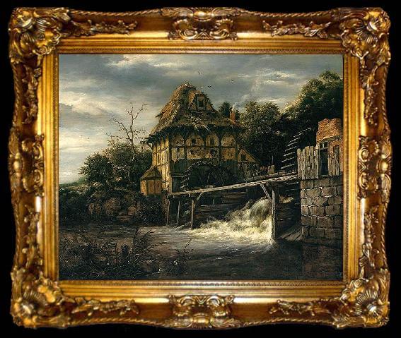 framed  Jacob Isaacksz. van Ruisdael Two Undershot Watermills with Men Opening a Sluice, ta009-2