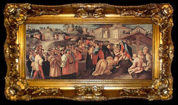 framed  Jacopo Pontormo Anbetung der Heiligen Drei Konige, ta009-2