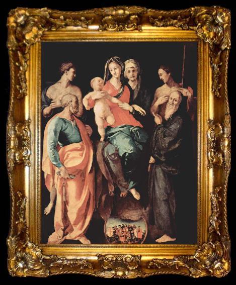 framed  Jacopo Pontormo Annen-Altar, Madonna mit Hl. Anna, links, ta009-2