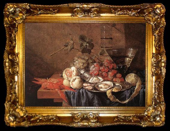 framed  Jan Davidz de Heem Fruits and Pieces of Seafood, ta009-2