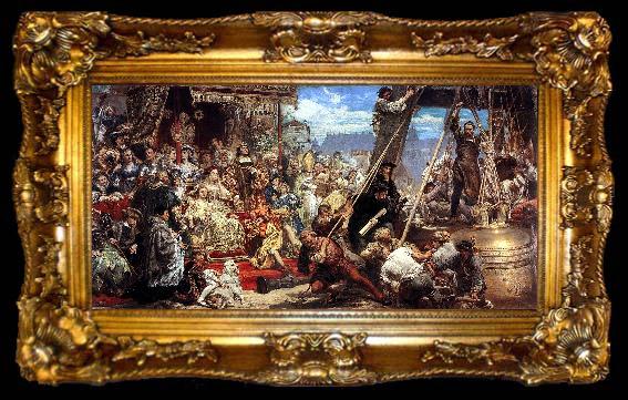framed  Jan Matejko Zawieszenie dzwonu Zygmunta na wiezy katedry w roku 1521 w Krakowie, ta009-2