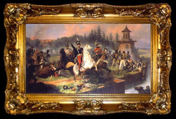 framed  January Suchodolski Death of Prince Jozef Poniatowskiin in the Battle of Leipzig., ta009-2