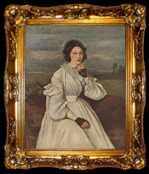 framed  Jean-Baptiste Camille Corot Portrat Madame Charmois, ta009-2