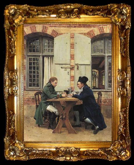 framed  Jean-Louis-Ernest Meissonier The Card Players, ta009-2