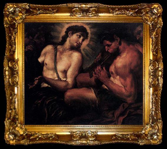 framed  Johann Carl Loth Apollo, Pan, and Marsyas, ta009-2
