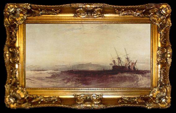 framed  Joseph Mallord William Turner Ein gestrandetes Schiff, ta009-2